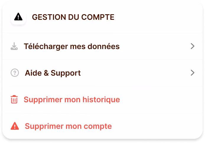 La gestion du compte et de ses données