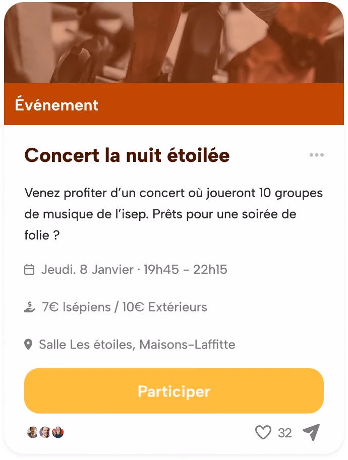 La carte d’un événement dans le fil