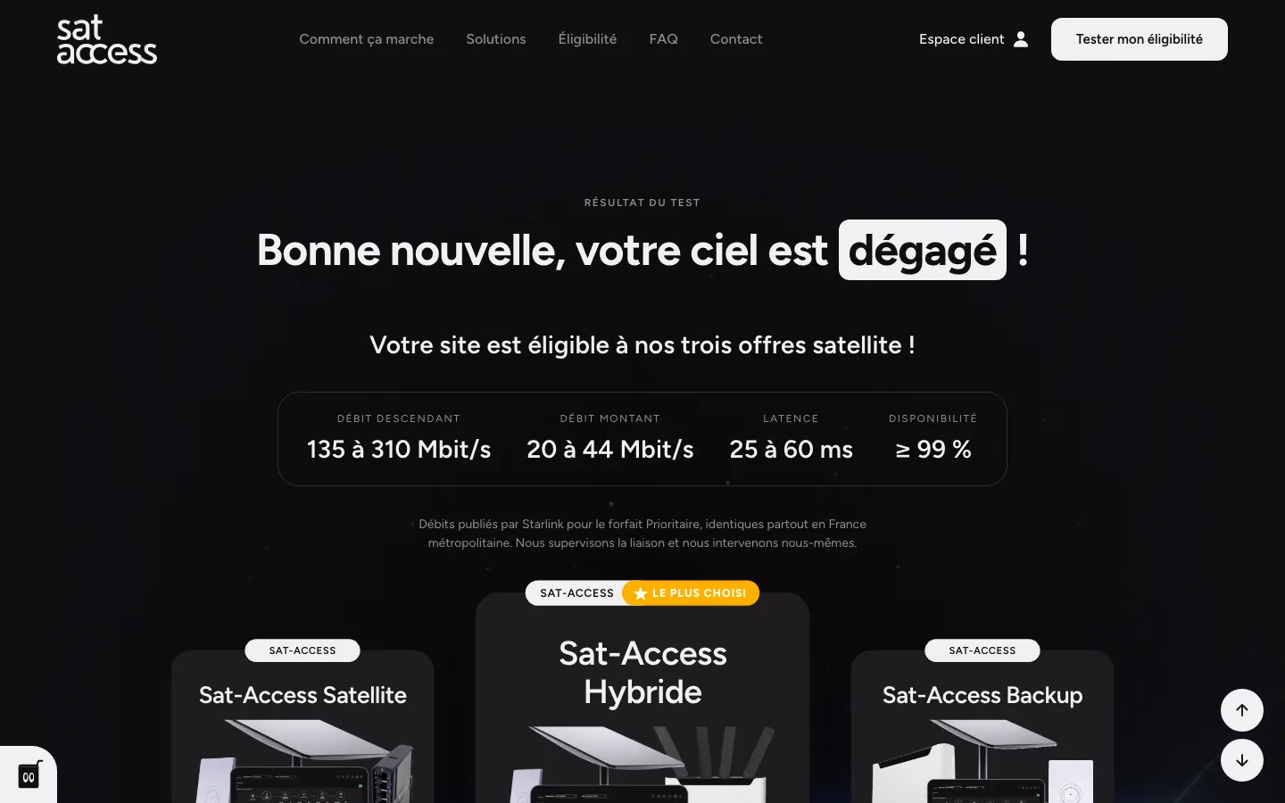 Les offres éligibles s’affichent
