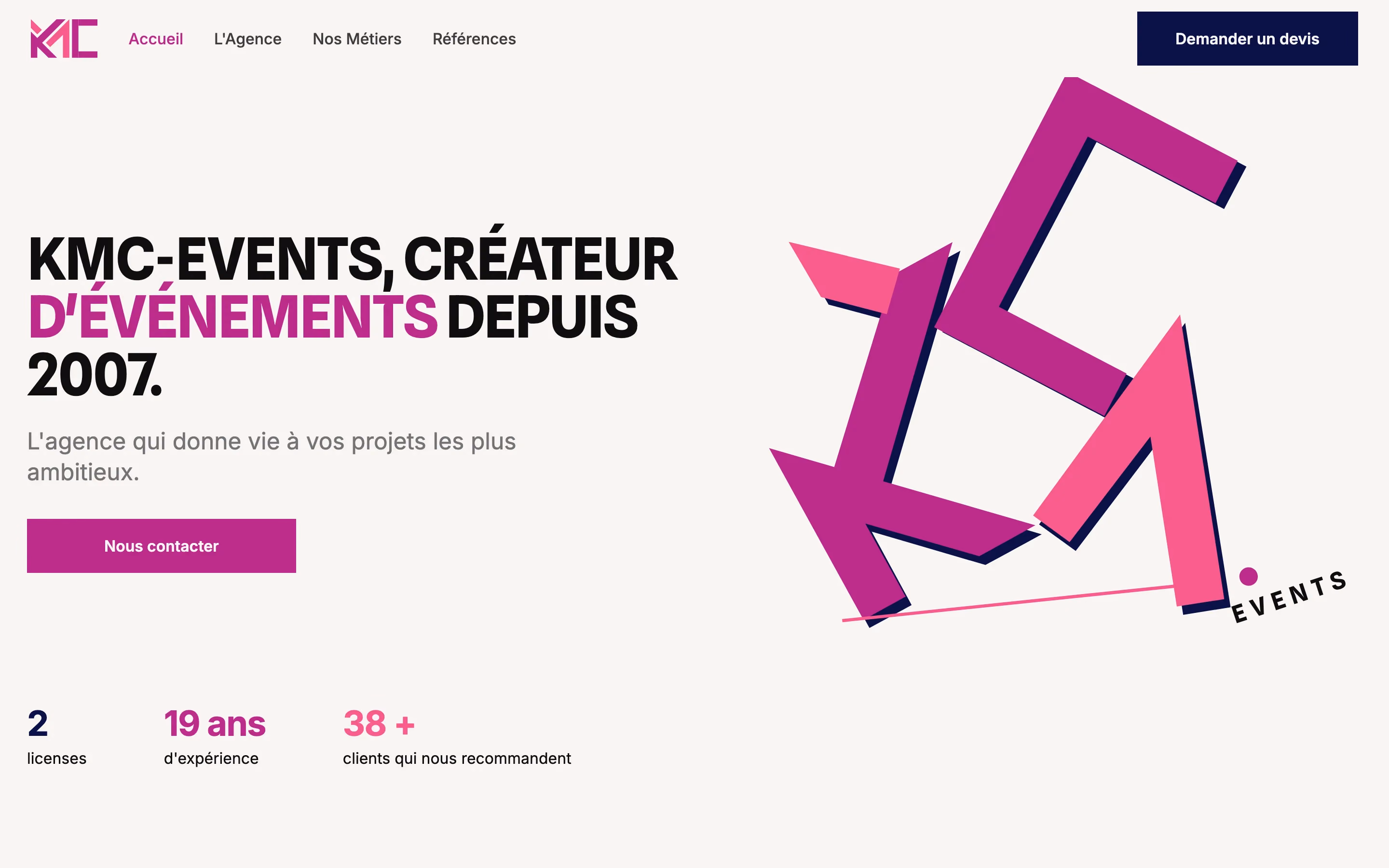 Le site actuel de KMC Events