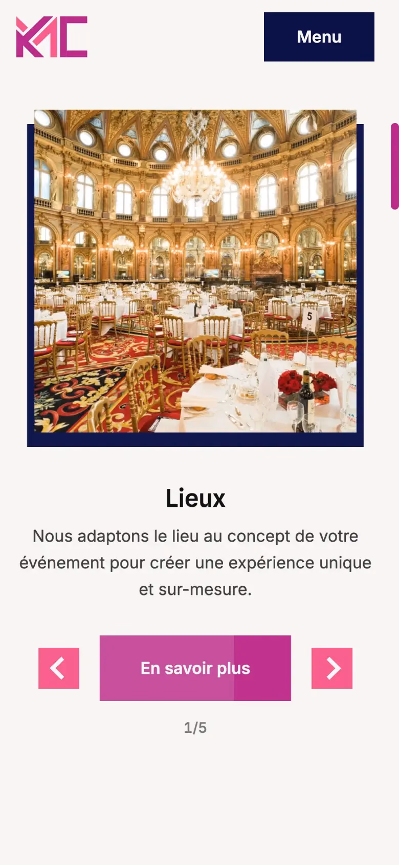 Les métiers de KMC Events sur téléphone