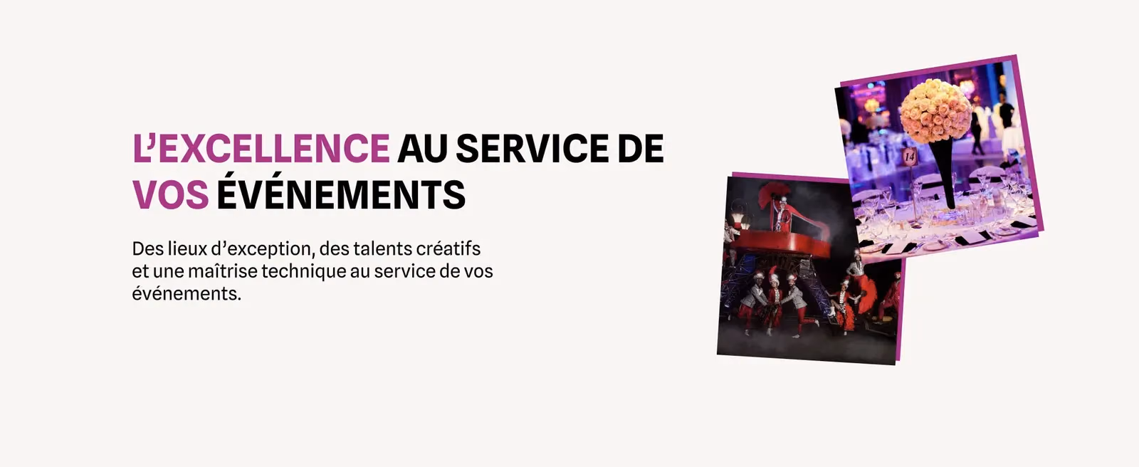 Maquette de la section sur l’excellence de KMC Events